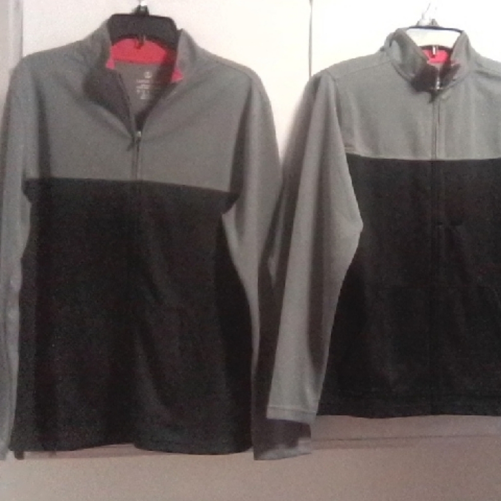 Lands' End Men's Two-Tone Gray and Black Windbreaker